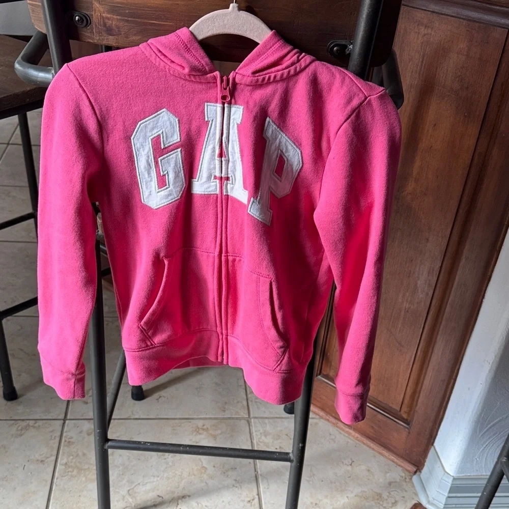 GAP Kids Bright Pink Zip Front Hoodie with Logo size L (10)